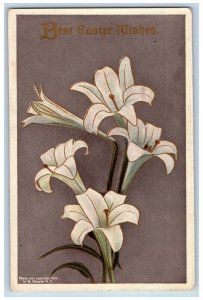 H. Wessler Signed Postcard Easter Wishes Lily Flowers c1910's Posted Antique