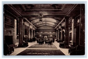 c1910 Lobby, Secor Hotel, Toledo, OH. Postcard F184E