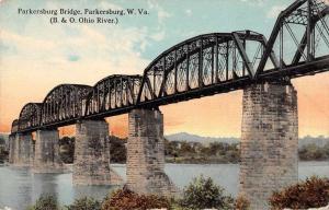 Parkersburg West Virginia bridge B & O Ohio River antique pc Z26394