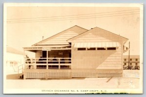 RPPC US Army  Branch Exchange No. 5  Camp Croft  South Carolina    Postcard