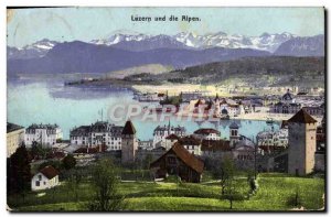 Old Postcard Luzern Und Die Alpen