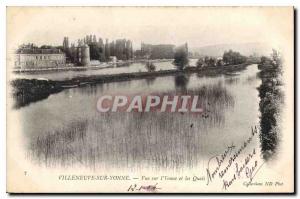 Old Postcard Villeneuve sur Yonne Yonne View and Docks