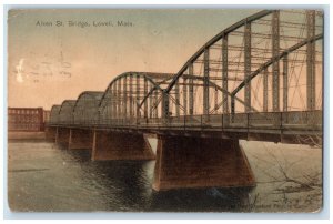 1915 View Of Aiken St. Bridge Lowell Massachusetts MA Antique Posted Postcard