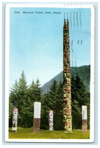 1939 Memorial Totem, All Haida, Sitka Alaska, Vintage Postcard 