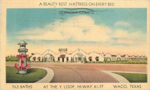 Tile Baths 1940 Genora Courts roadside linen WACO TEXAS Mid-West postcard 4802