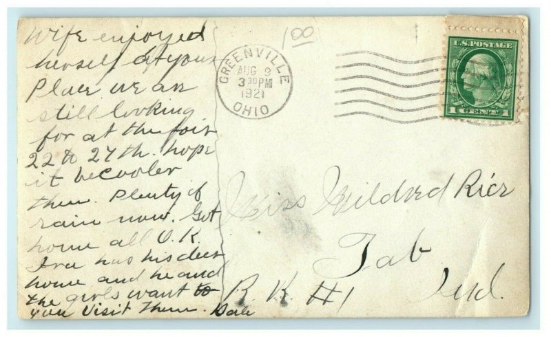 1921 Greenville Ohio Victorian Home House RPPC Photo Postcard 