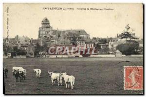 Old Postcard Pont L & # 39Eveque View from the & # 39herbage of Hunières Cows