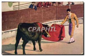 Old Postcard Bullfight Bullfight pass of the muleta