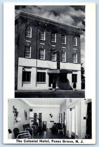 c1940 Penns Grove New Jersey Postcard Colonial Hotel Main Street Virginia Avenue