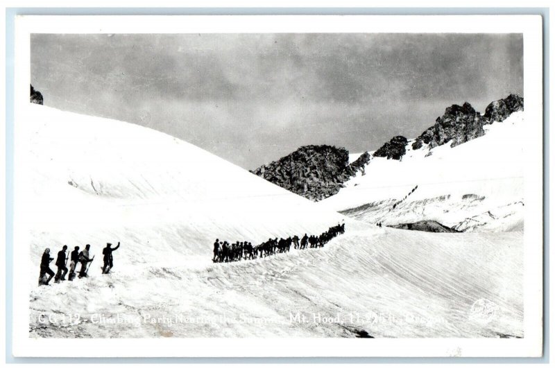 c1940's Climbing Party Mt. Hood Summit Oregon OR RPPC Photo Vintage Postcard