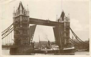 Real photo postcards Thames navigation 1930s Towers Bridge ships