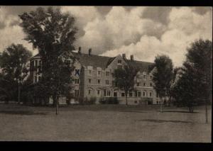 Muncie to Lowell IN Ball State Teacher's College Dorm Albertype Postcard B05