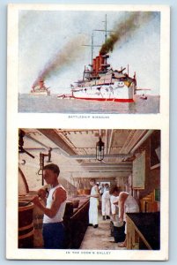 Missouri Postcard Navy Battleship Cook Galley WWII Warship c1920 Vintage Antique