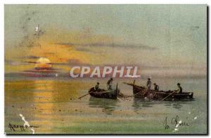 Old Postcard Fancy Barque fishermen