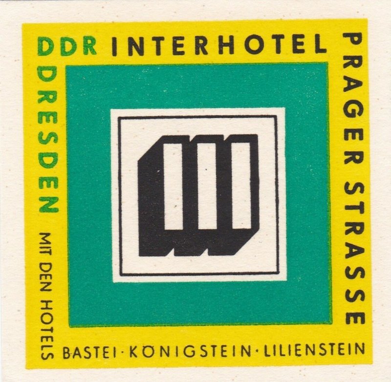 Germany Dresden Interhotel Prager Strasse Vintage Luggage Label sk2609