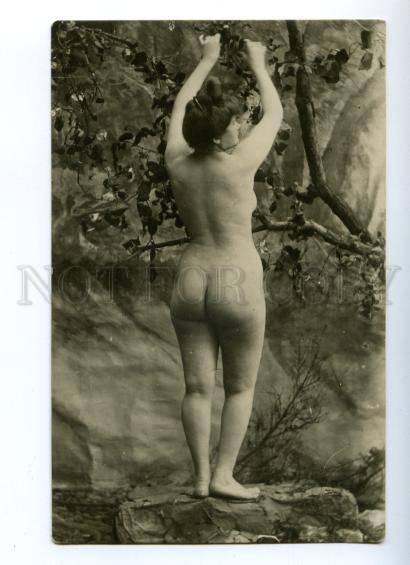 161008 NUDE Plump WOMAN Garden NYMPH Vintage PHOTO PC