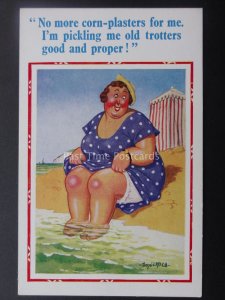Donald McGill Postcard CORN PLASTERS - IM PICKLING ME OLD TROTTORS..c1950's