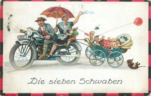 German humor and folk The seven Swabians 1930 comic postcard
