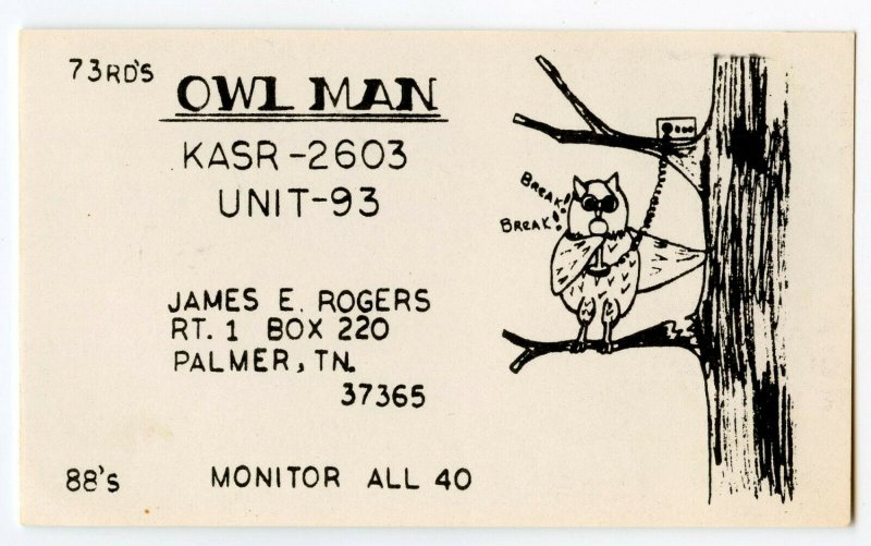 QSL Radio Card From Palmer TN Tennessee KASR-2603 