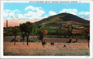 Battle Monument And Mt Anthony Bennington Vermont Vintage Postcard C044