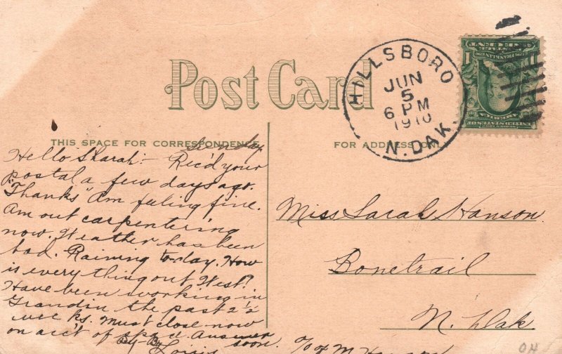 Vintage Postcard 1910's View of Post Office Grand Forks North Dakota ND