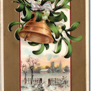 c1910s Merry Christmas Bell Embossed Church PC Bailey to Grand Rapids Mich A280