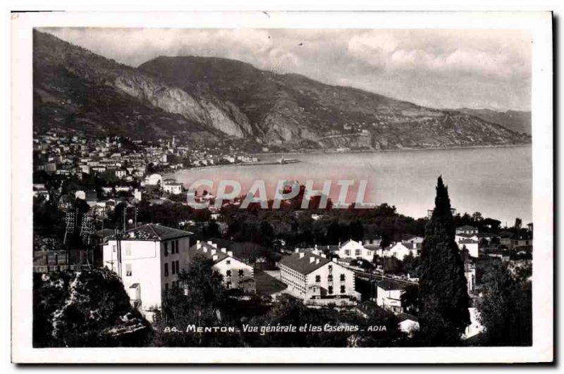 Old Postcard Menton Vue Generale and Barracks