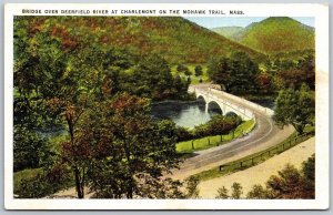 Vtg Charlemont Massachusetts Bridge Over Deerfield River Mohawk Trail Postcard