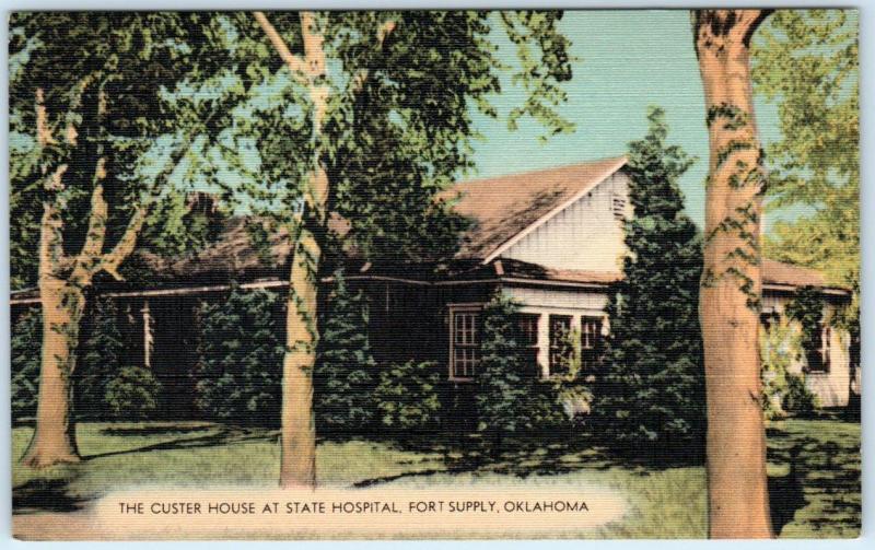 FORT SUPPLY STATE HOSPITAL-ASYLUM, Oklahoma OK   Custer House c1940s Postcard 