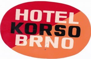 Czechoslovakia Brno Hotel Korso Luggage Label sk3698