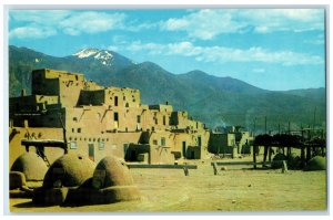 c1960s Vista Of Taos Pueblo & Sangre De Cristo Range Taos New Mexico NM Postcard