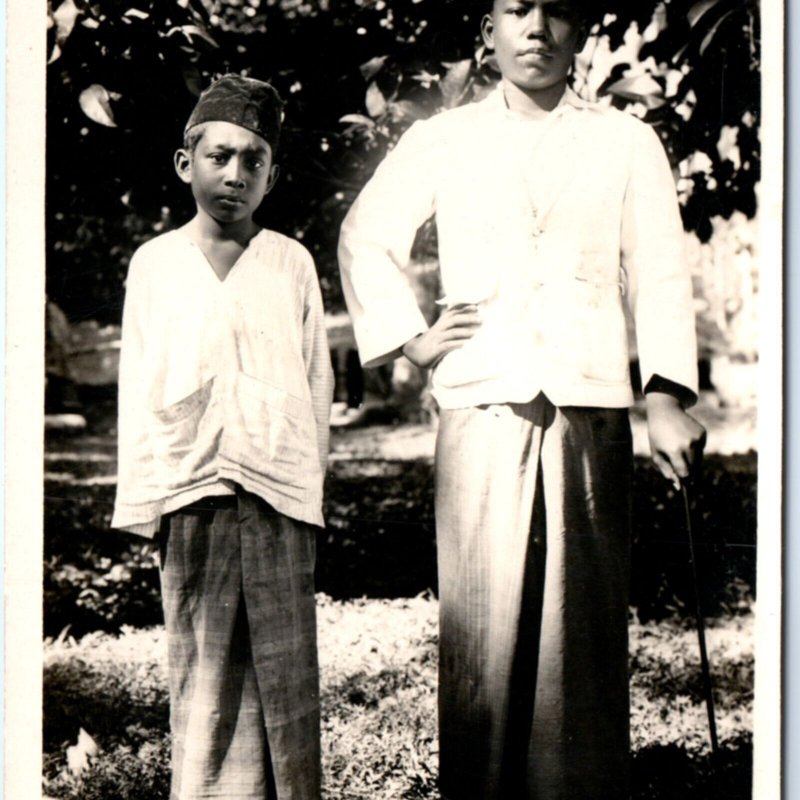 c1920s Young Malaysian Boys RPPC Federal Rubber Stamp Real Photo PC Malays A138