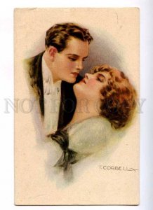 187717 ART DECO Kiss of Lovers by CORBELLA Vintage Italy PC