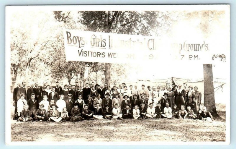 RPPC  SALEM, Oregon ~ Boys & Girls INDUSTRIAL CLUB CAMP GROUNDS c1910s Postcard