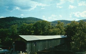 Vintage Postcard Old Scott Bridge West River Longest Single Span Vermont State