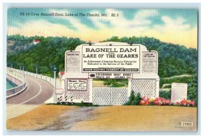 1956 US 54 Over Bagnell Dam Lake of the Ozarks MO Palmyra MO Postcard