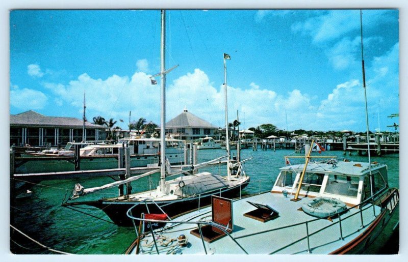 NASSAU, BAHAMAS ~ Boats at Marina NASSAU HARBOUR CLUB c1960s Postcard 