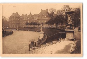 Paris France Postcard 1915-1930 Luxembourg Gardens and Senate House