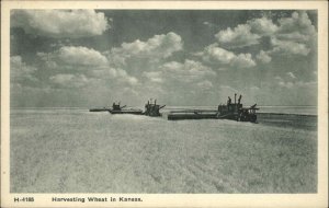Kansas Farming Wheat Harvesting Machines Agriculture 1950s Vintage Postcard