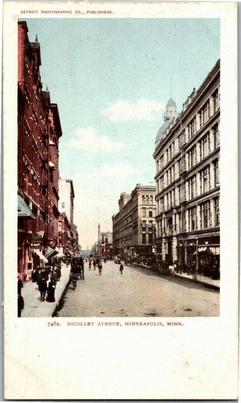 View Looking Down Nicollet Avenue, Minneapolis MN UDB Vintage Postcard V18