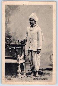 Calcutta India Postcard Indian Man Standing Near Chair c1920's Unposted