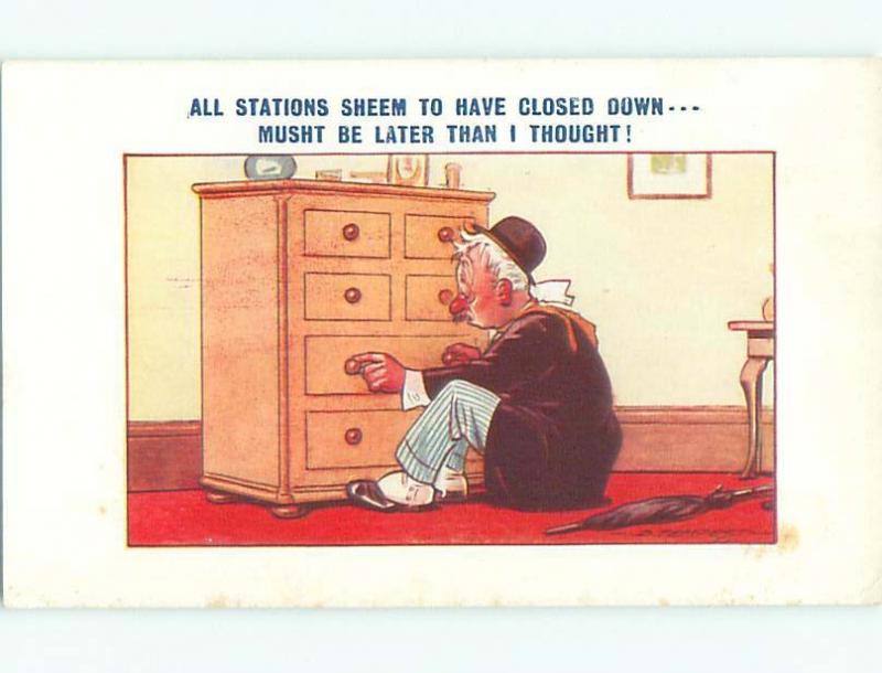 Bamforth Comic signed MAN AT BEDROOM DRESSER AB9724