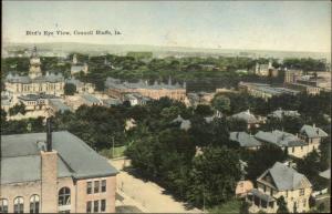 Council Bluffs IA Birdseye View 1908 Used Postcard