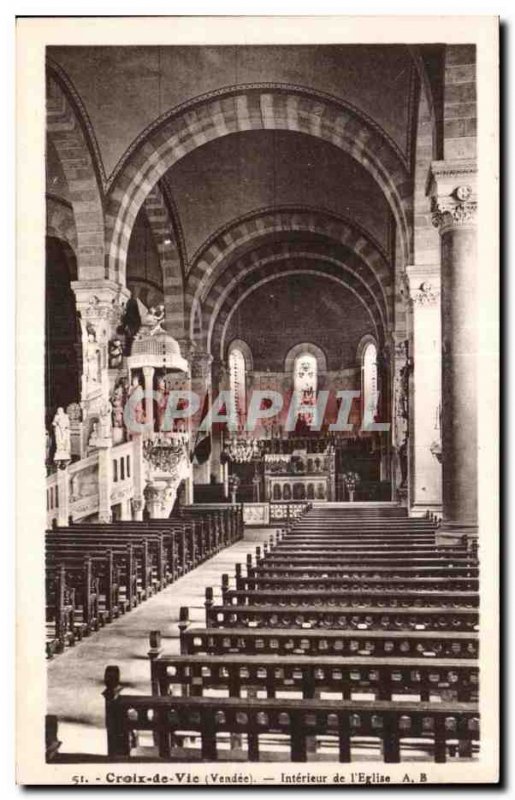 Old Postcard Croix de Vie (Vendee) Interior of I Church