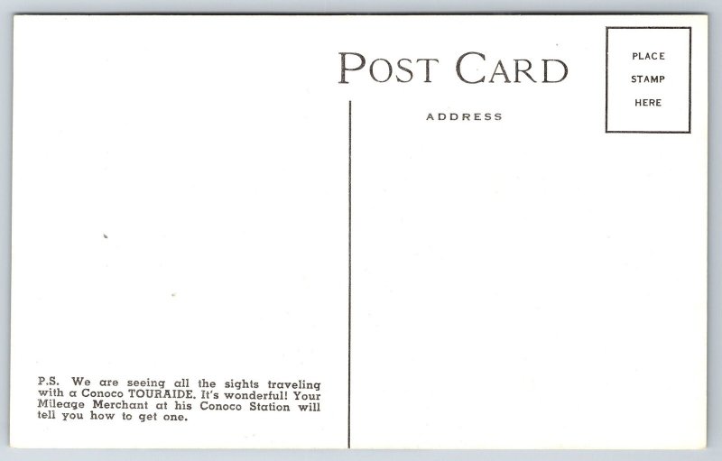 Advertising~Conoco Touraide~Utah~Brigham Young Monument @ Temple Square~Postcard