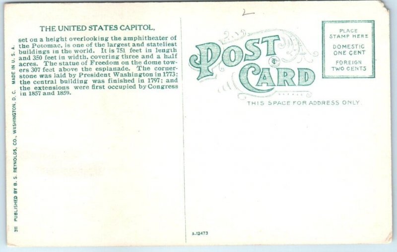 Postcard - The United States Capitol - Washington, District of Columbia