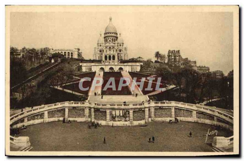 Old Postcard Paris Panoramic view of Sacre Coeur