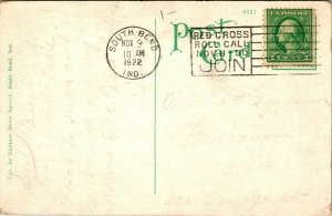 Vtg Tarjeta Postal 1922 South Doblar En Indiana Washington Calle Aspecto East