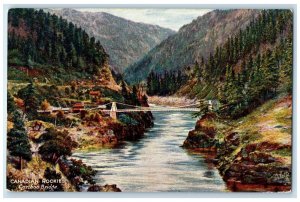 1908 Canadian Rockies Cariboo Bridge Antique Oilette Tuck Art Postcard