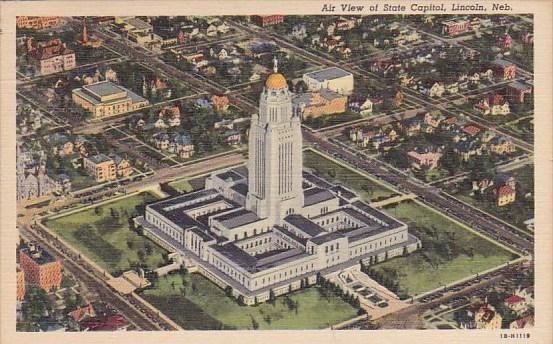 Air View Of State Capitol Lincoln Nebraska 1942